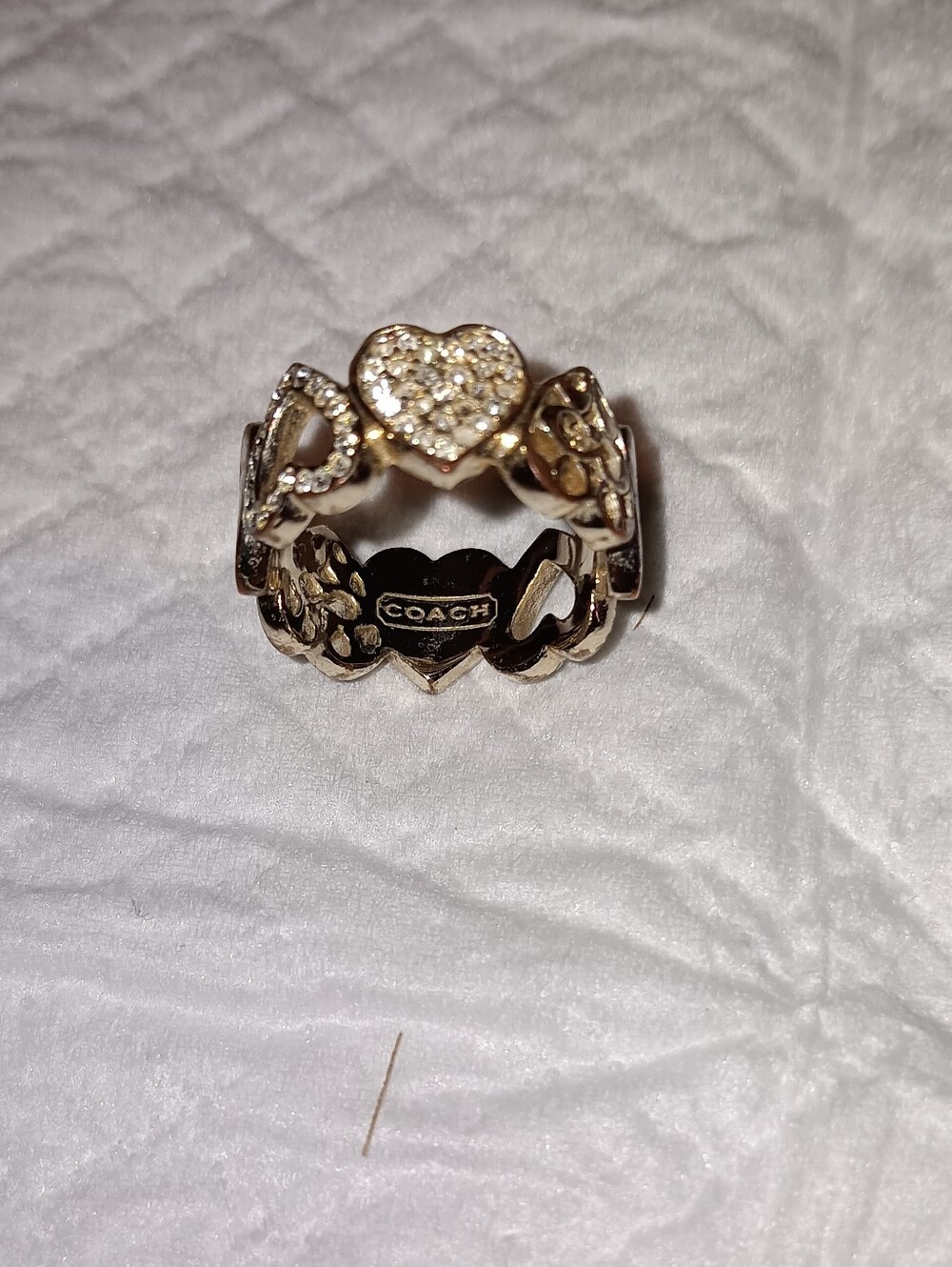 Coach Rhinestone Heart Ring Size 6